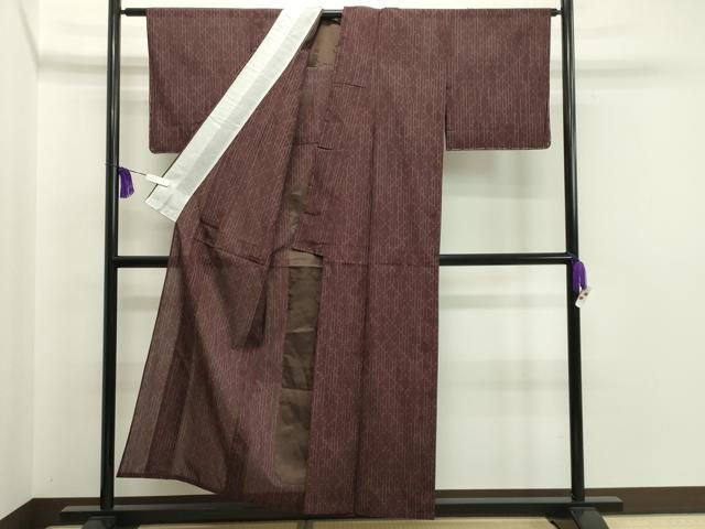 平和屋着物▽上質な紬 　単衣　菱吉祥文　正絹　逸品　未使用　CAAT9788gh 平和屋着物▽上質な紬 単衣 菱吉祥文 正絹 逸品 未使用 CAAT9788gh