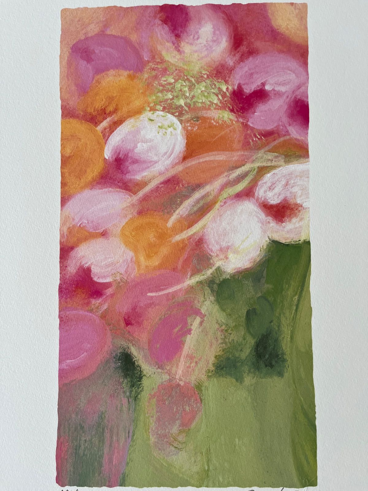 版画 『チューリップとオリーブ色の花瓶』直筆サイン