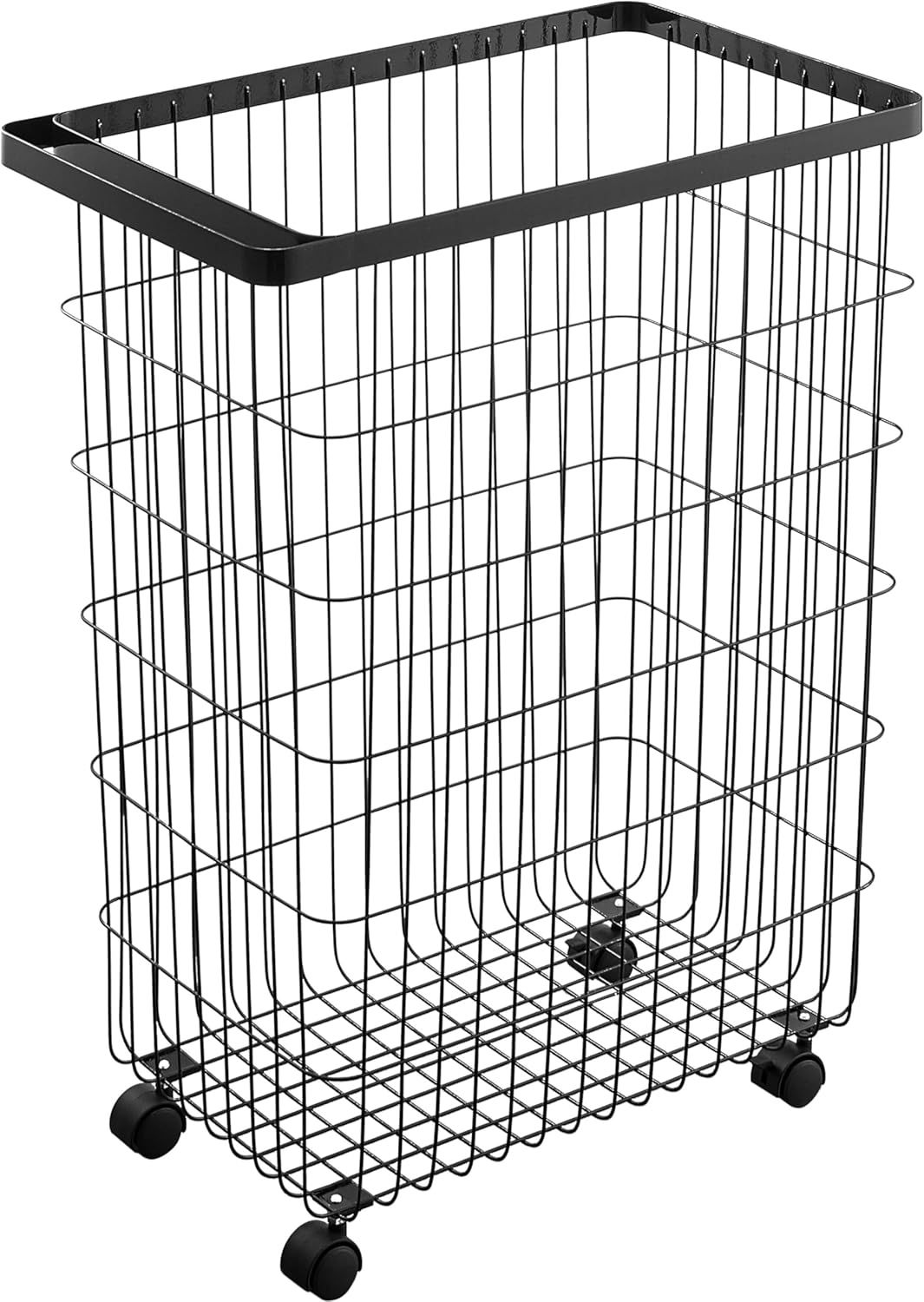 山崎実業(Yamazaki) ランドリーバスケット キャスター付き ブラック 約W28×D46.5×H61cm タワー tower 洗濯カゴ 大容量 4777