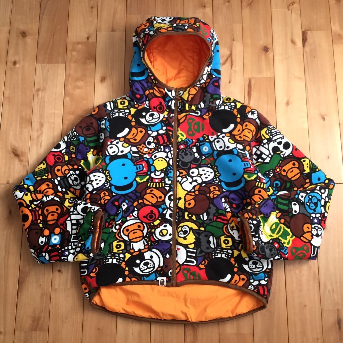 リバーシブル マイロ 中綿 パーカー ジャケット BAPE MILO ape