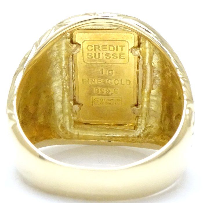 インゴット入り 印台 リング 指輪 1g リバティ インゴット 17号 K24