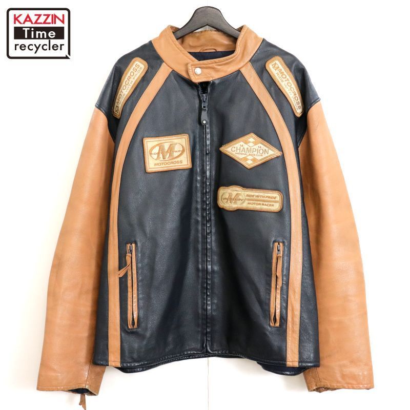90s レーシング モトクロス シングルライダースジャケット メンズ 表記XXLサイズ
