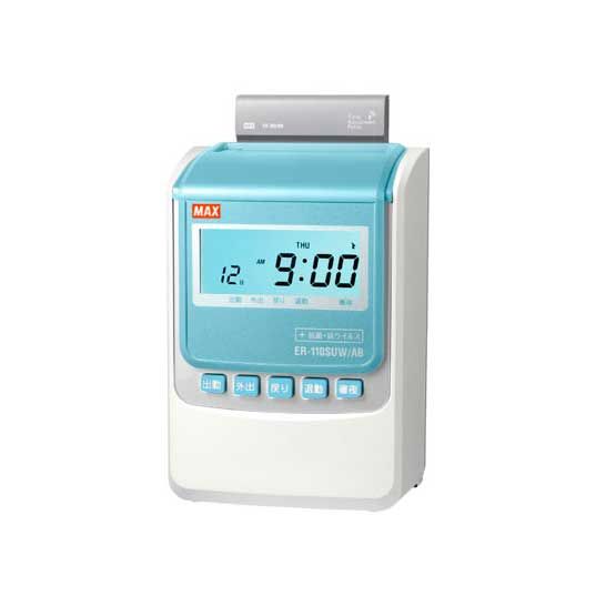 中古超美品 MAX タイムレコーダー 電波時計付き ER-110SUW Amazon | マックス 電子タイムレコーダー 電波時計付き ER