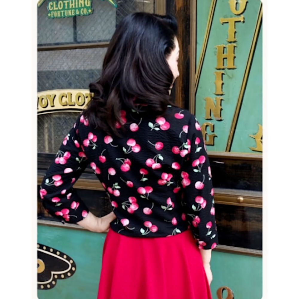 ブラウス シャツ レディース Cherry Pattern Hemknot Blouse サイズXL ロカビリーファッション ブラウス シャツ レディース Cherry Pattern Hemknot Blouse
