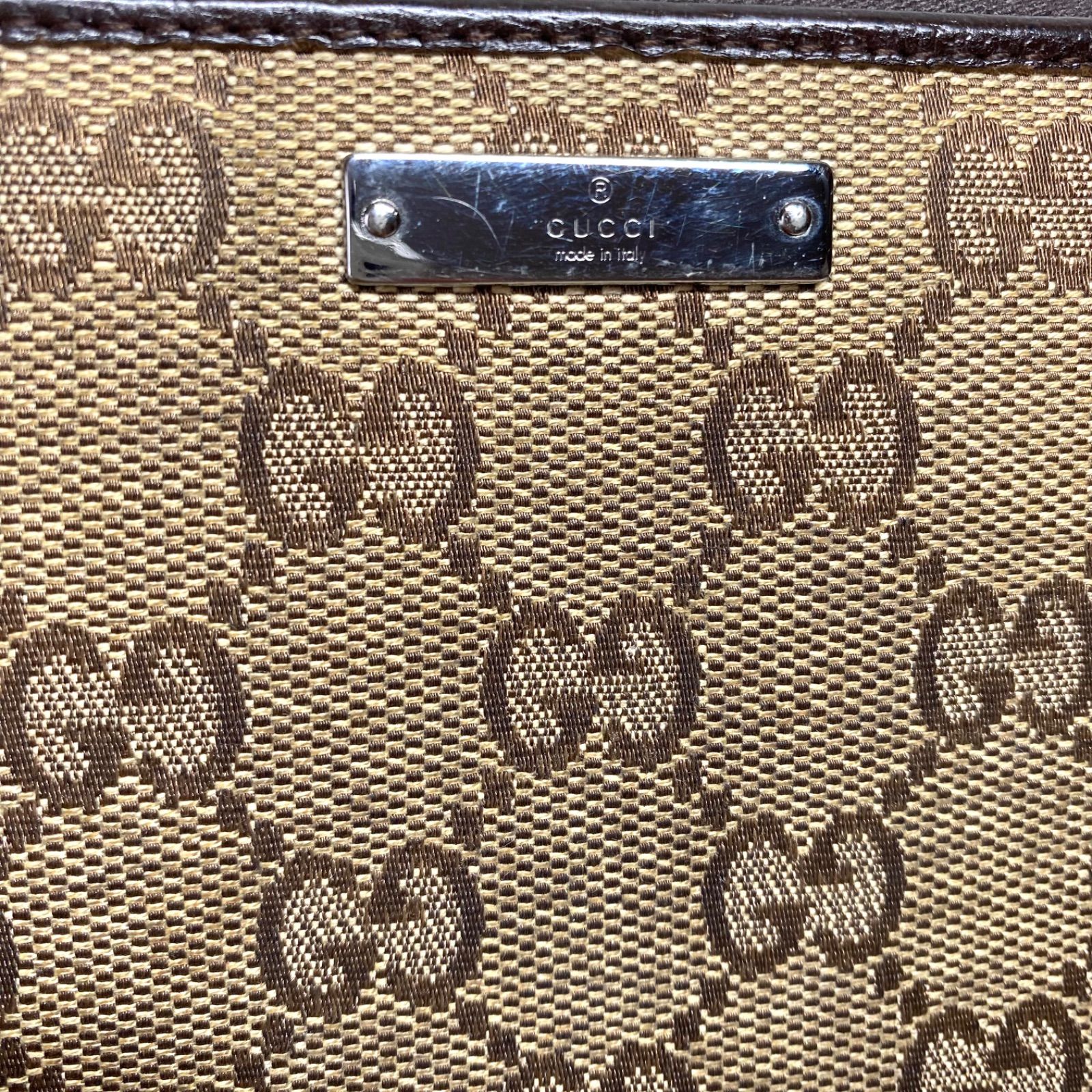 ?美品?GUCCI GGキャンバス ラウンドファスナー長財布 ブラウン 茶色 