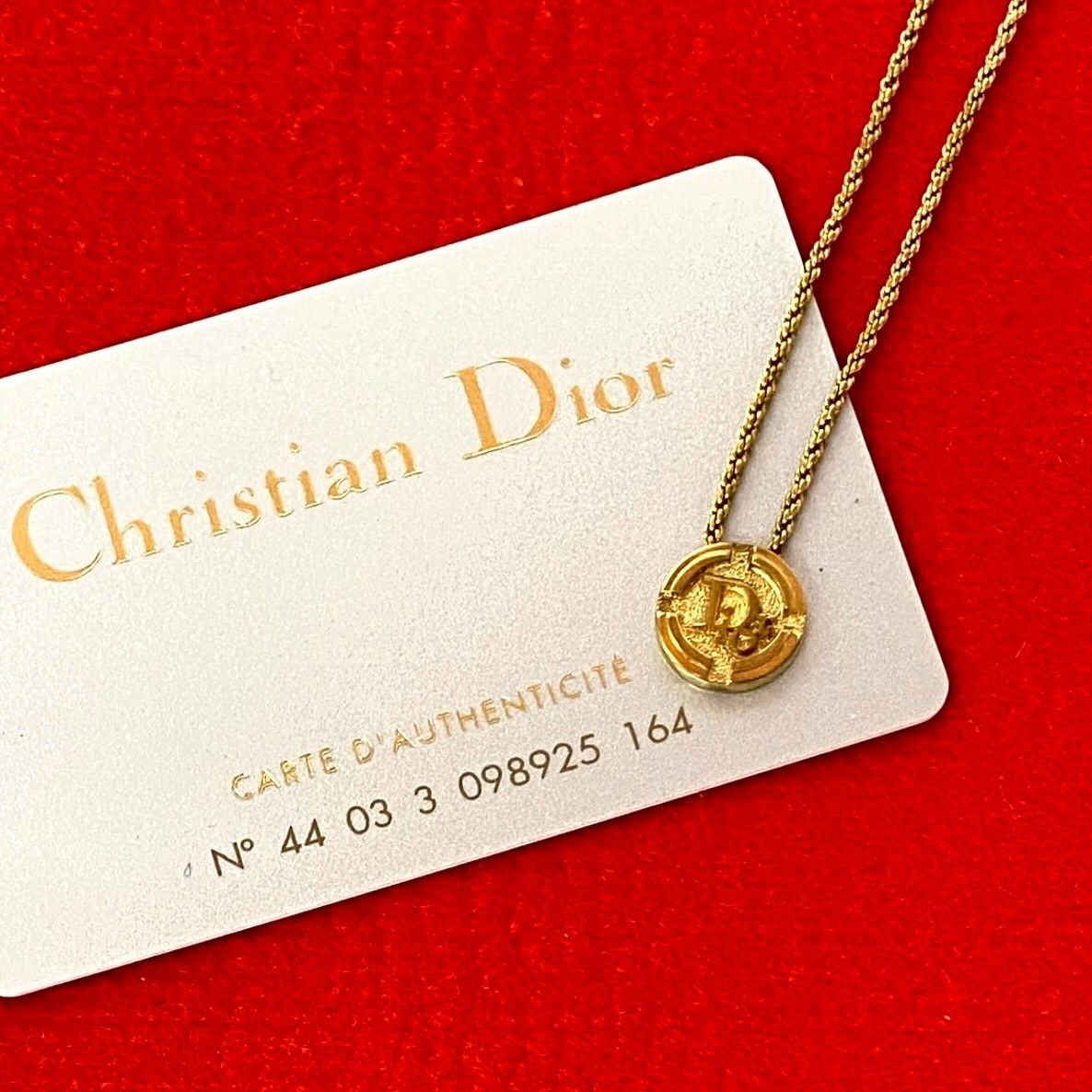 クリスチャンディオール★Christian Dior ネックレス N5617】Christian Dior D logo rhinestone necklace