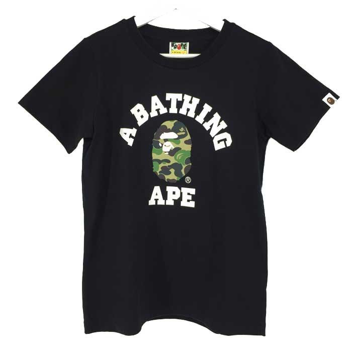 エイプ A BATHING APE サル迷彩柄 カレッジロゴ Tシャツ 半袖 S