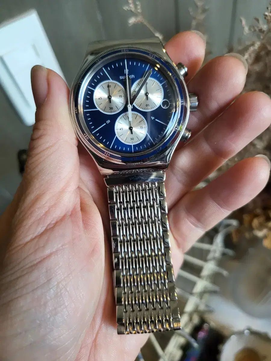 SWATCH(スウォッチ) 時計 クロノグラフ ネイビー メタル