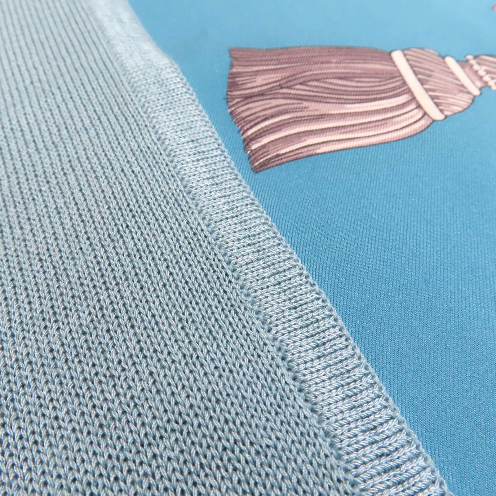 意外性のある HERMES エルメス 86-7720 LES CLES レ クレ シルク Vネック ノースリーブ ニット ブルー 36 フランス製 正規品 レディース