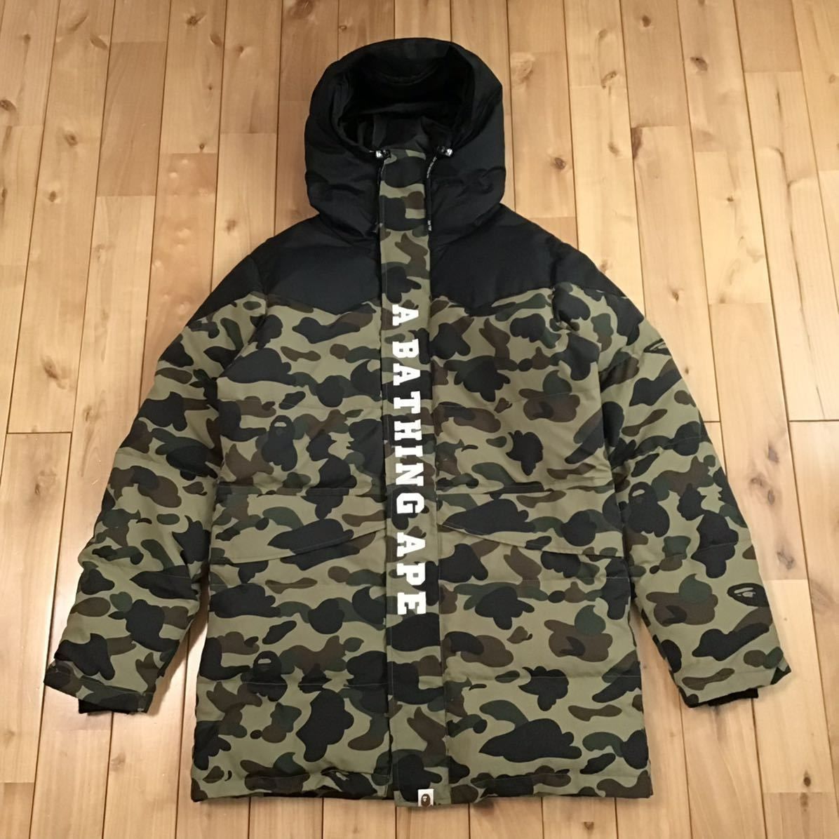 1st camo green ロング ダウンジャケット Mサイズ a bathing ape BAPE  