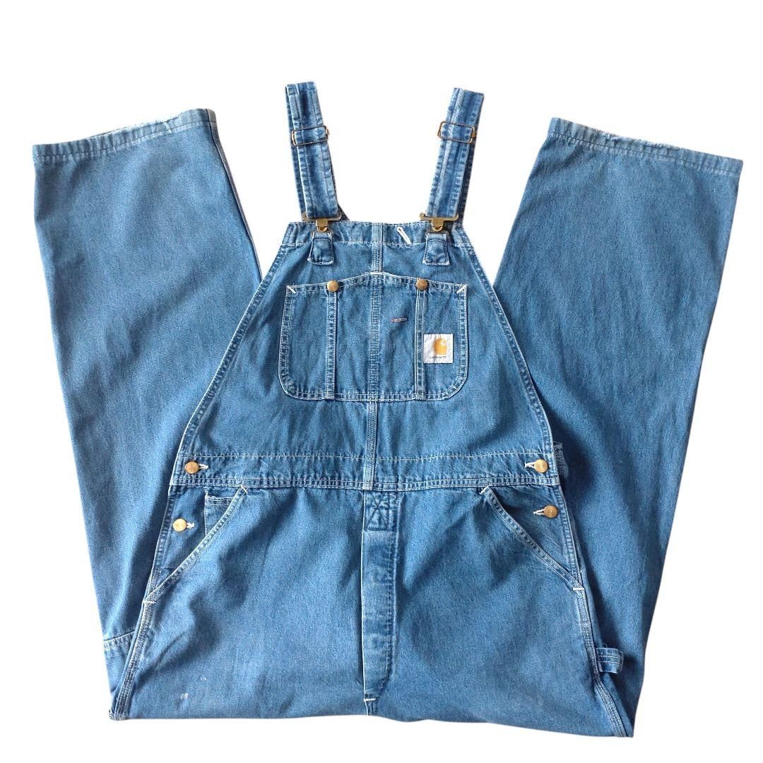 □古着 USA製 Carhartt カーハート デニムオーバーオール サロペット