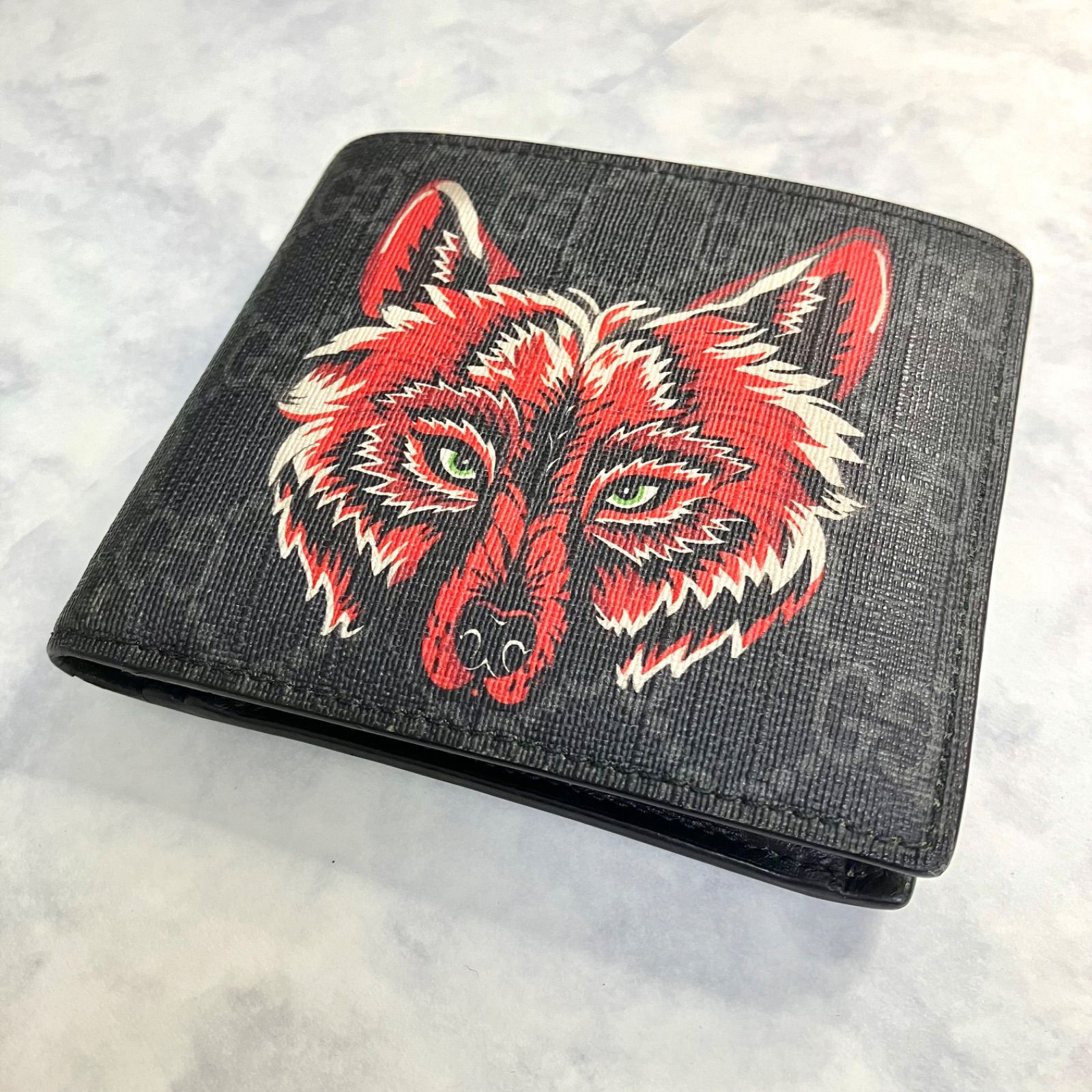 専用■グッチ GGスプリーム コンパクトウォレット ウルフ 財布 カードケース 美品 グッチ GGスプリーム ウルフ ミニ財布 コインケース 451276