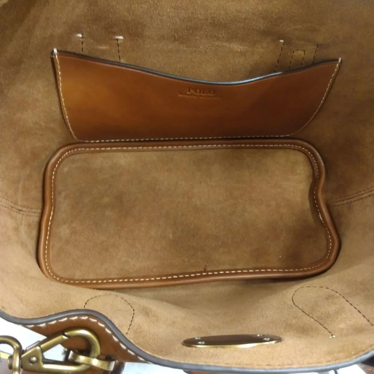 M14 ポロラルフローレン カーフスキンターンロックサッチェル