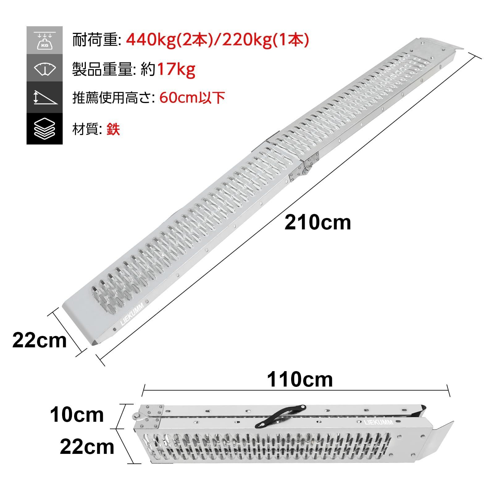 LIEKUMM ローディングレール 鉄製 自転車バイク用 210㎝×22㎝
