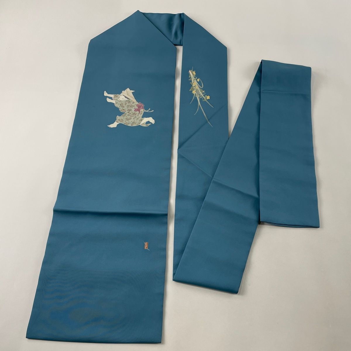 名古屋帯 逸品 由水十久 落款 童 青灰色 正絹 【中古】 - メルカリ