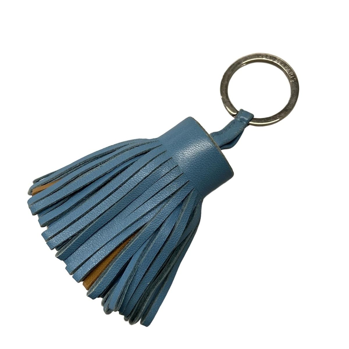 HERMES エルメス キーホルダー チャーム カルメン セレステ×ゴールド バイ |シルバー金具