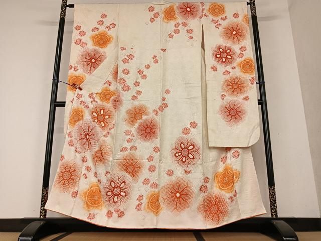 平和屋着物○豪華振袖 絞り 舞花文 暈し染め 正絹 逸品 AAAY6582zg