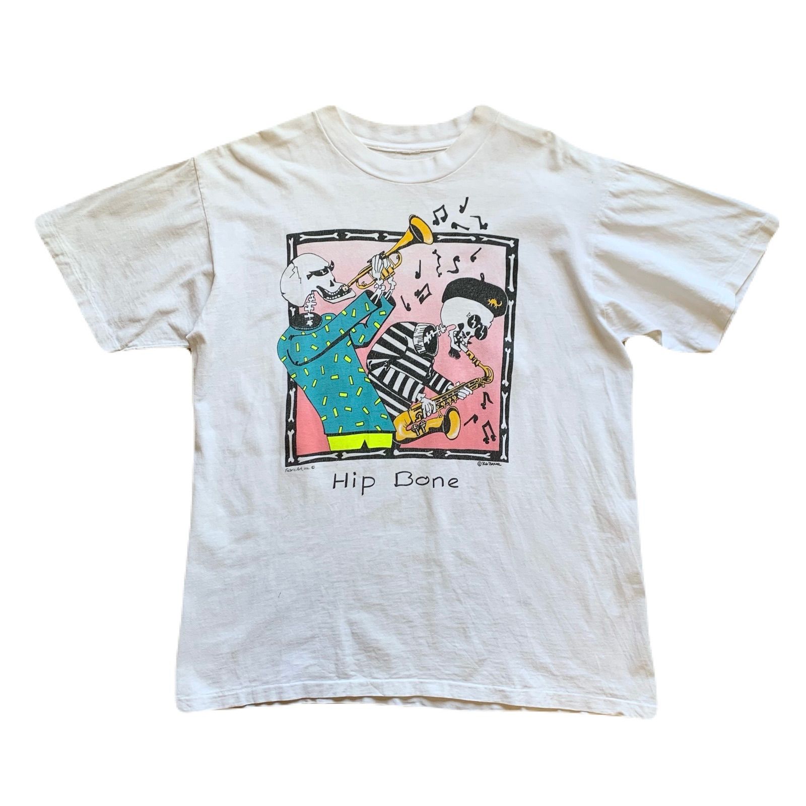 90's Fabric Art Rob Bardel Hip Bone T-Shirts【XL】 アート系