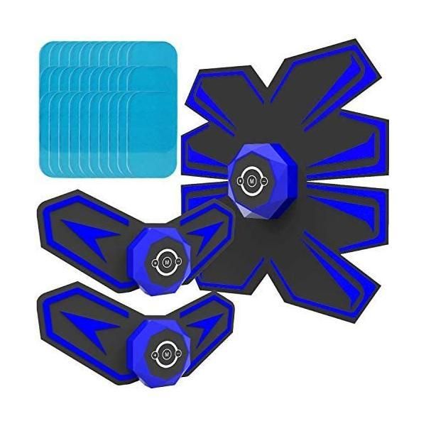 ジェルシート30枚付き 8パック EMS腹筋トレーニングギア強化版 腹筋＋ボディセット 日本語音声ガイダンス 局所用ギア2個付き USB充電式 低周波