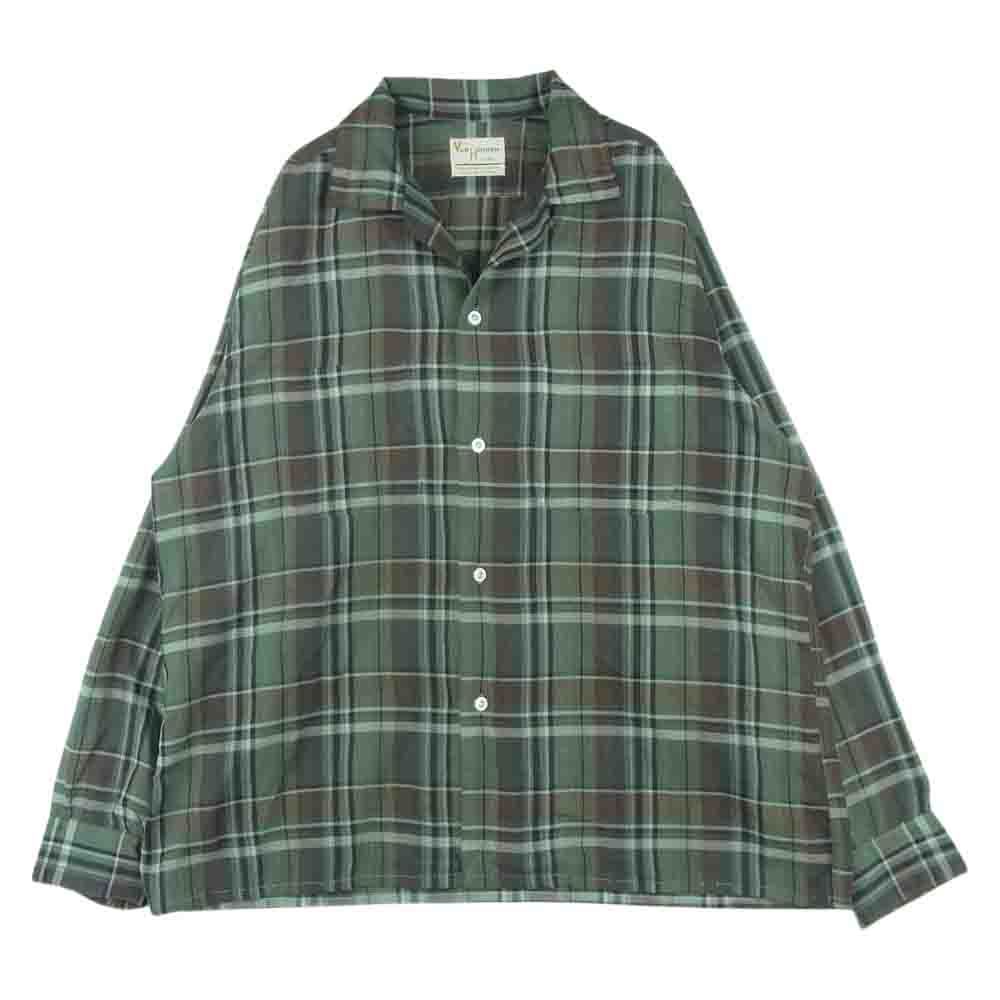 Van Heusen グリーンチェック長袖シャツ XL Van Heusen 長袖シャツ XL ダークグリーン 長袖シャツ チェック柄 グリーン メンズ M 15〜15.5相当 カジュアル VAN  HEUSEN ボタンダウンシャツ