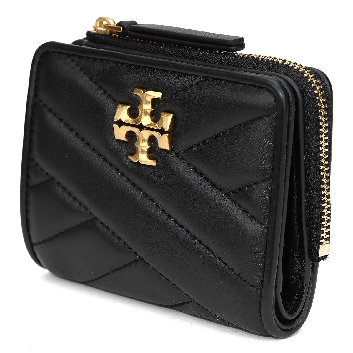 新品 トリーバーチ TORY BURCH 2つ折り財布 キラ シェブロン ブラック