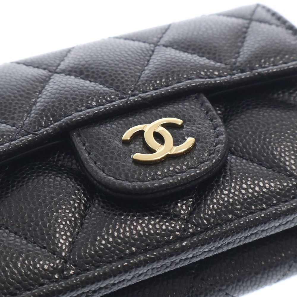 CHANEL (シャネル) マトラッセ コンパクトウォレット ブラック  