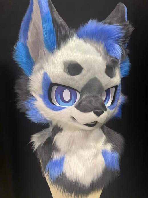 着ぐるみヘッド 狼 NO.358 灰色 青 全頭ヘッド ケモノ ファースーツ ぬいぐるみ コスプレ コスチューム kigurumi 一点物
