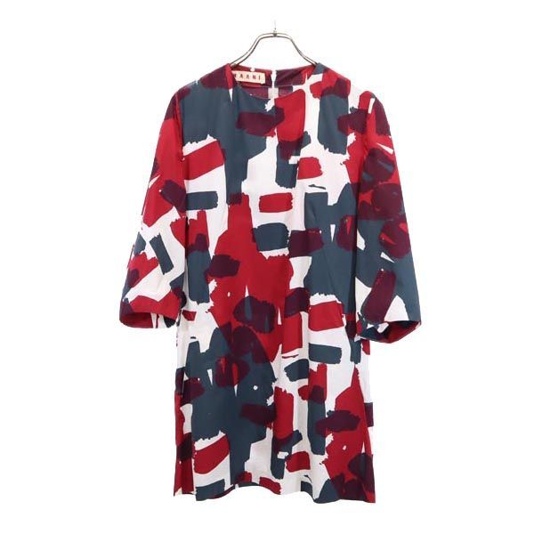 マルニ 総柄 ワンピース 40 レッド×グレー MARNI イタリア製 マルニ 総柄 ワンピース 40 レッド×グレー MARNI イタリア製