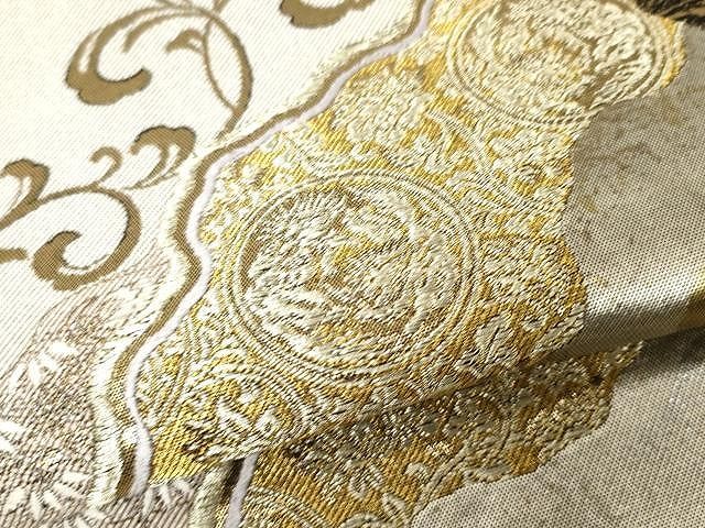 平和屋着物▽六通柄袋帯 唐織 吉祥花唐草文 金糸 正絹 逸品