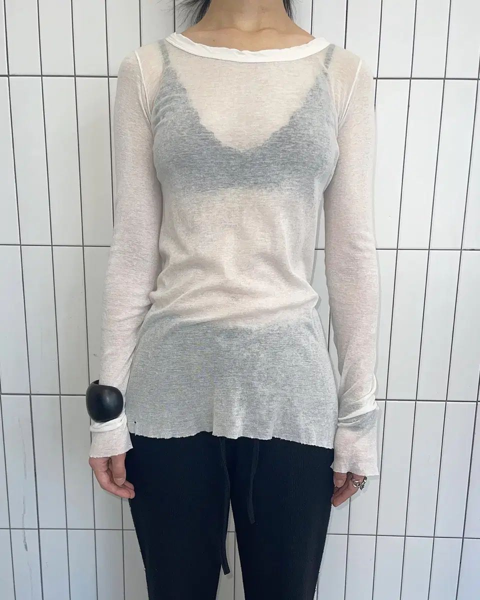 リック オーウェンズ カット ロング スリーブ トップス 白
