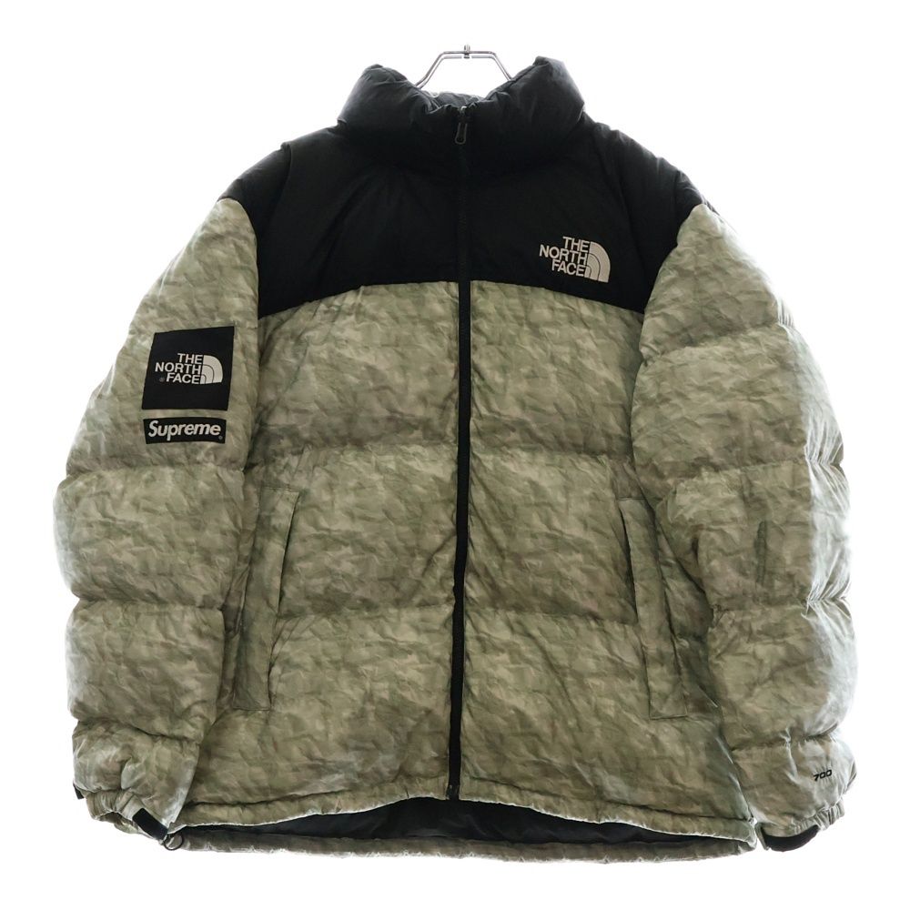 SUPREME シュプリーム 19AW ×THE NORTH FACE Paper Print Nuptse Jacket ザ ノースフェイス ペーパープリント ナイロン ダウンジャケット グレー NF0A3SDD
