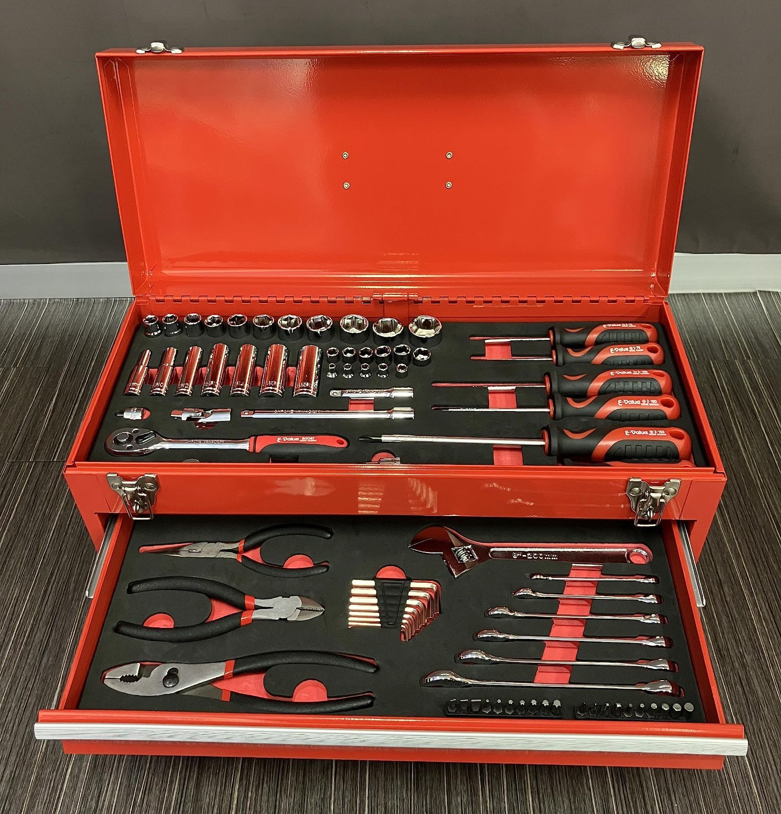 イーバリュー(E-Value) 整備工具セット ツール80点+ツールチェスト 
