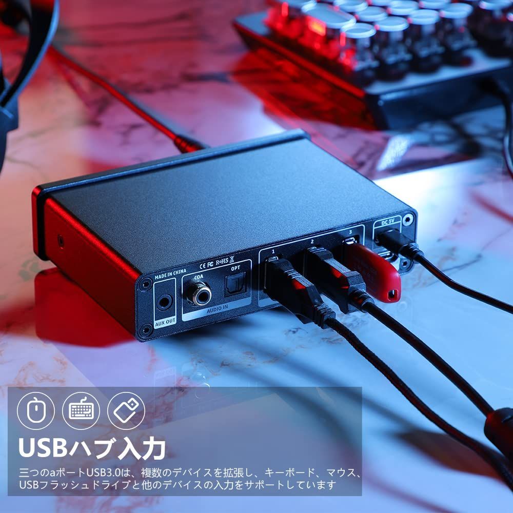 AIYIMA DAC-A2PRO ESS9018K2M+JRC5532D+CM6542 HUB ゲームデコーダー DAC ヘッドフォンアンプ マイク対応 ミニHiFi ステレオ デジタル USB DAC アンプ