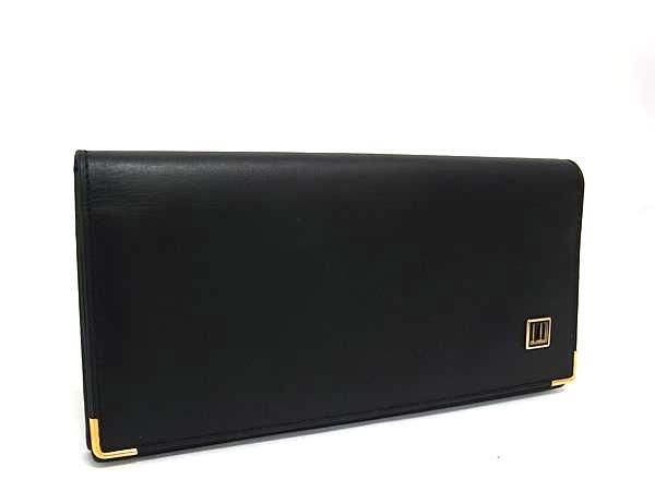 dunhill ダンヒル レザー 二つ折り 長財布 ウォレット 札入れ カード入れ メンズ ブラック系 BN5825