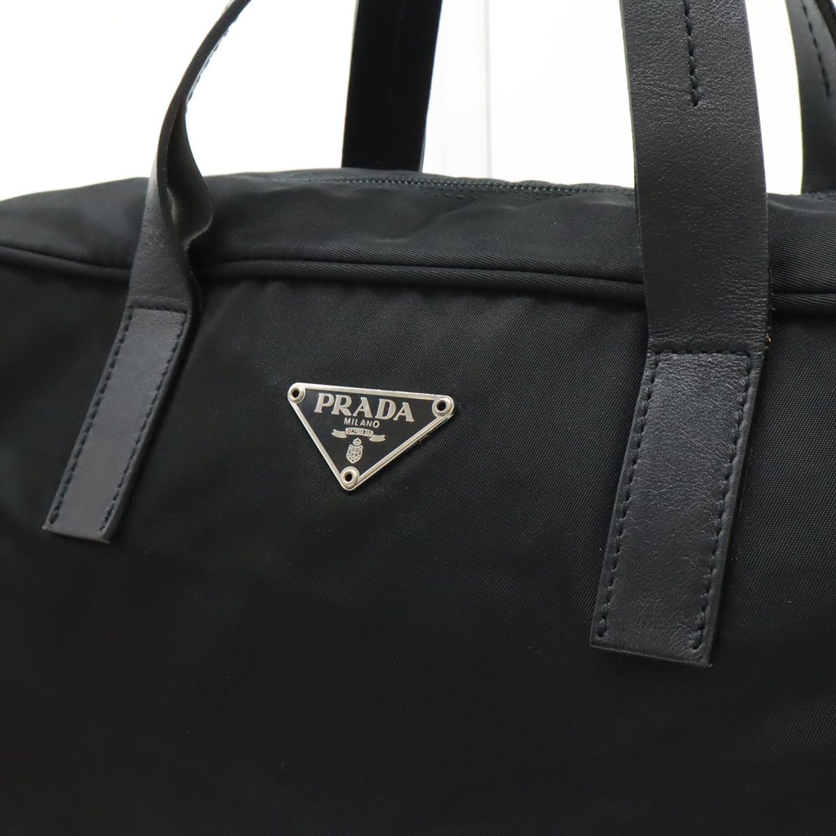 プラダ　ボストンバッグ　トライアングルロゴ　レザー　ナイロン　ブラック PRADA - 極美品 プラダ 三角ロゴ ナイロン レザー ボストン