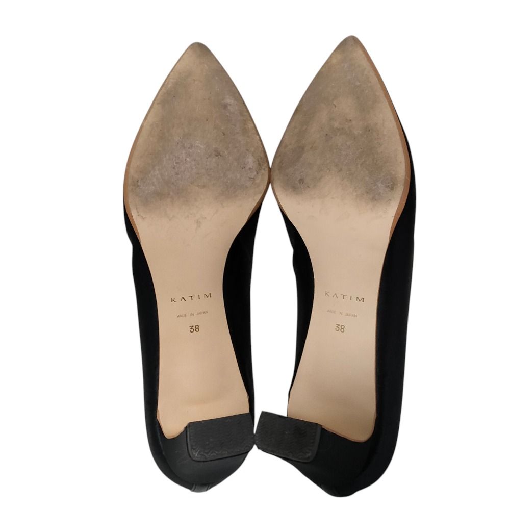 美品 KATIM カチム サテン ポインテッドトゥ パンプス シューズ 38  