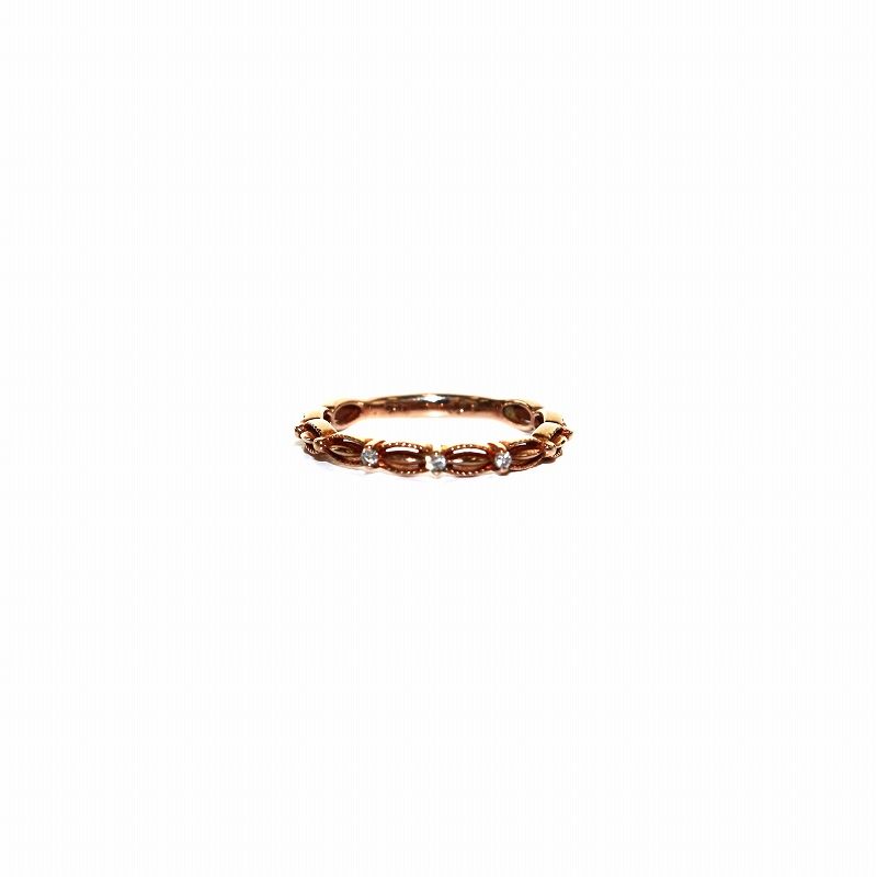 アガット agete K10 ドレスリング 指輪 ダイヤモンド 0.02ct ピンク