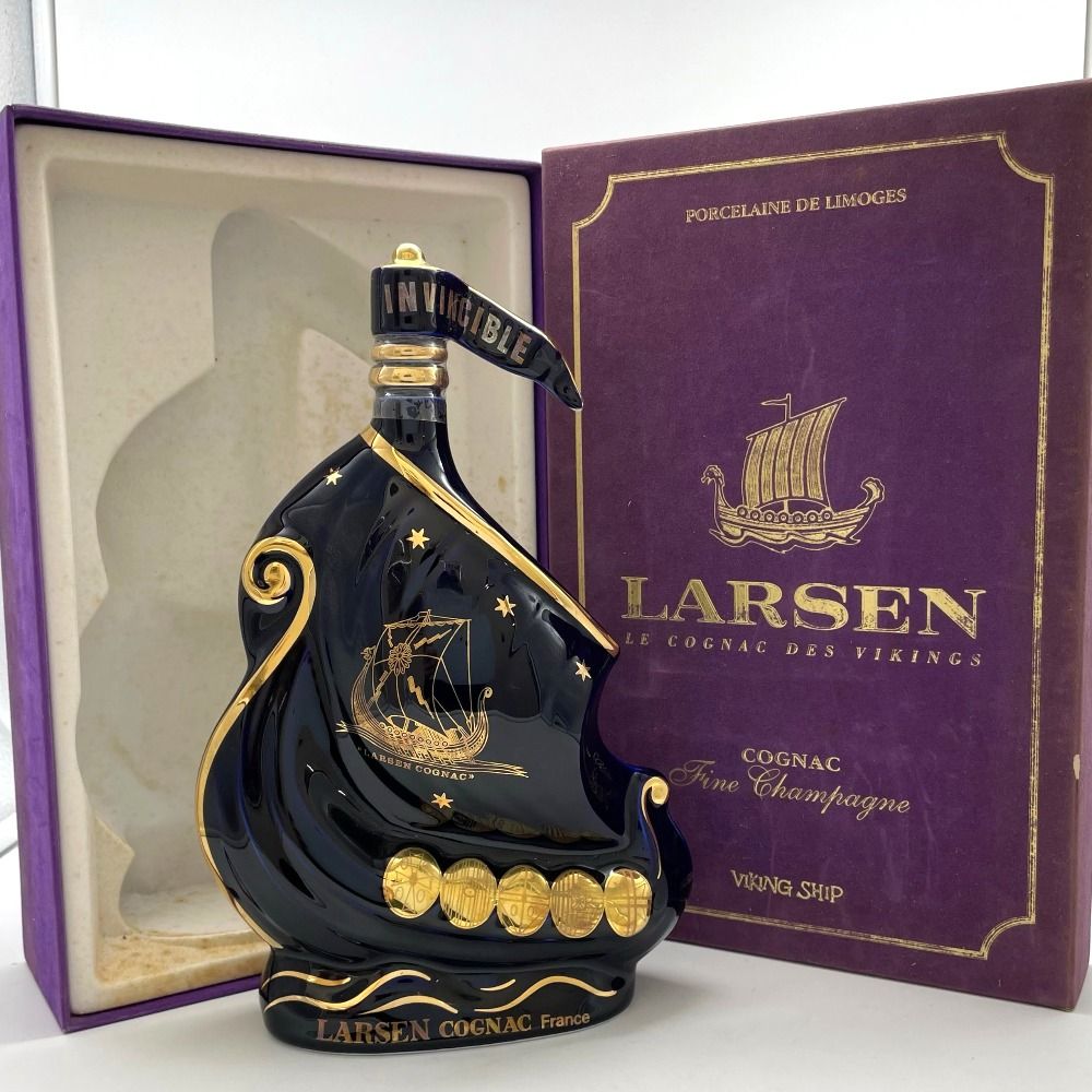 古酒 LARSEN ラーセン バイキング シップ ボトル コニャック ブランデー ゴールド リモージュ 1063ｇ 陶器 箱 替え栓 未開栓 A22584S ブランデー ｜食とお酒の通販サイト「うまいる」