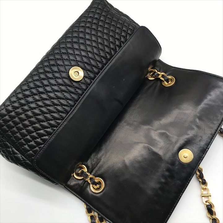 美品 BALLY バリー ロゴ金具 キルティング レザー チェーン ショルダー