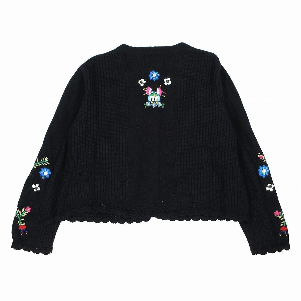 美品✨アルベロベロ ロングカーディガン リネン混 ブタさん刺繍 大きいサイズ セール】 【OUTLET】モチーフ付き透かし編みロングカーディガン