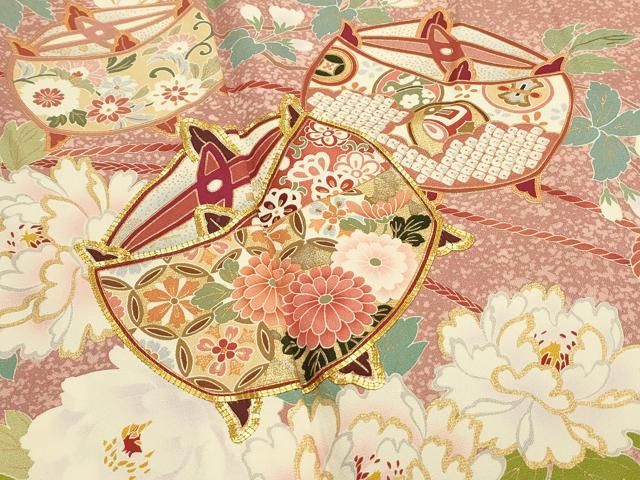 平和屋着物○創業460年・千總 訪問着 駒刺繍 桐 濃鼠色 金彩 高島屋  