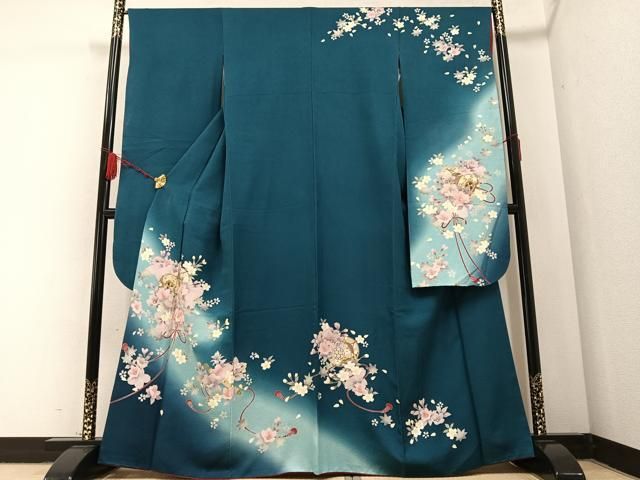 平和屋着物●豪華振袖 花楽器文 暈し染め 金彩 京都きもの友禅扱い 正絹 AABB2977ph