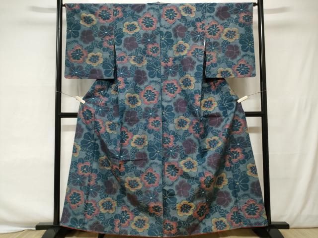 平和屋着物◎八寸名古屋帯 紬地 草花文 正絹 逸品 AABA0634dt 平和