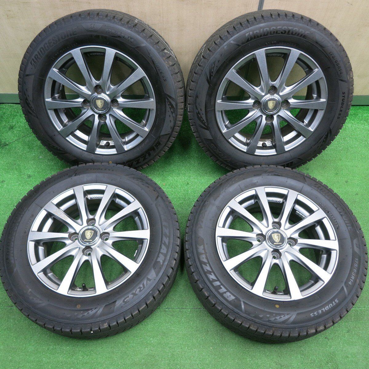 超バリ溝 23年 キレイ ほぼ10分 スタッドレス 175 65R14 ブリヂストン ブリザック VRX3 MANARAY SPORT マナレイ 14インチ PCD100 4H 4123009HAス