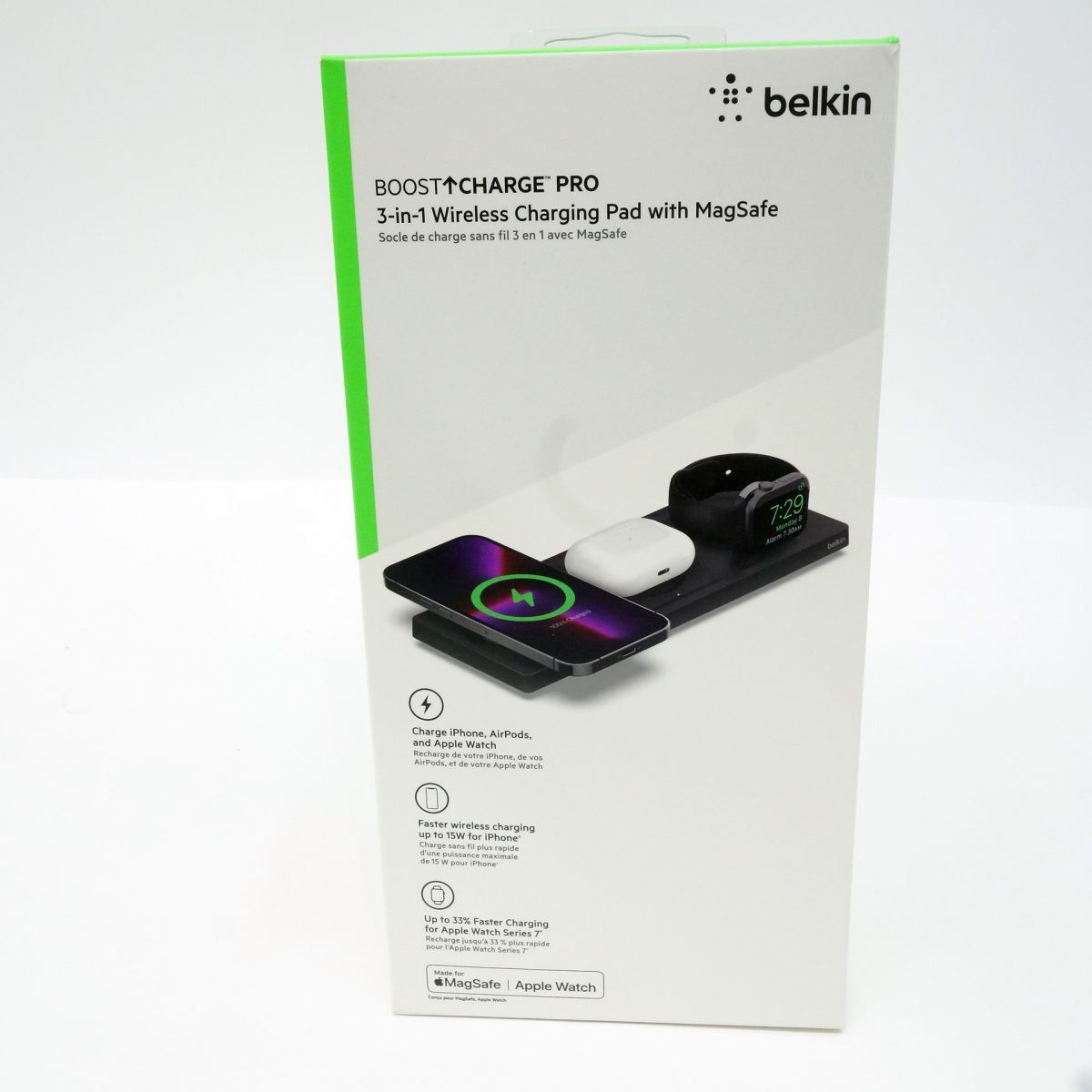 Belkin ベルキン BoostCharge Pro MagSafe付き3-in-1ワイヤレス充電パッド WIZ016 ブラック ※中古