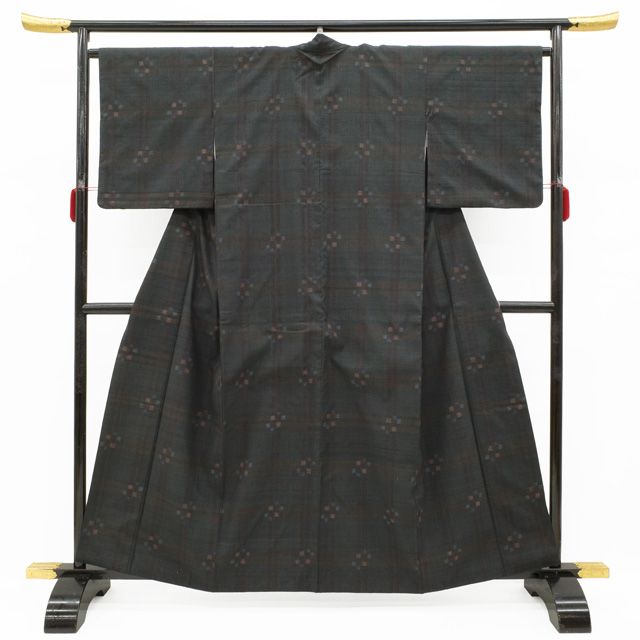 中古】 要無形文化財 本場結城紬 袷 着物 リサイクル 正絹 地機