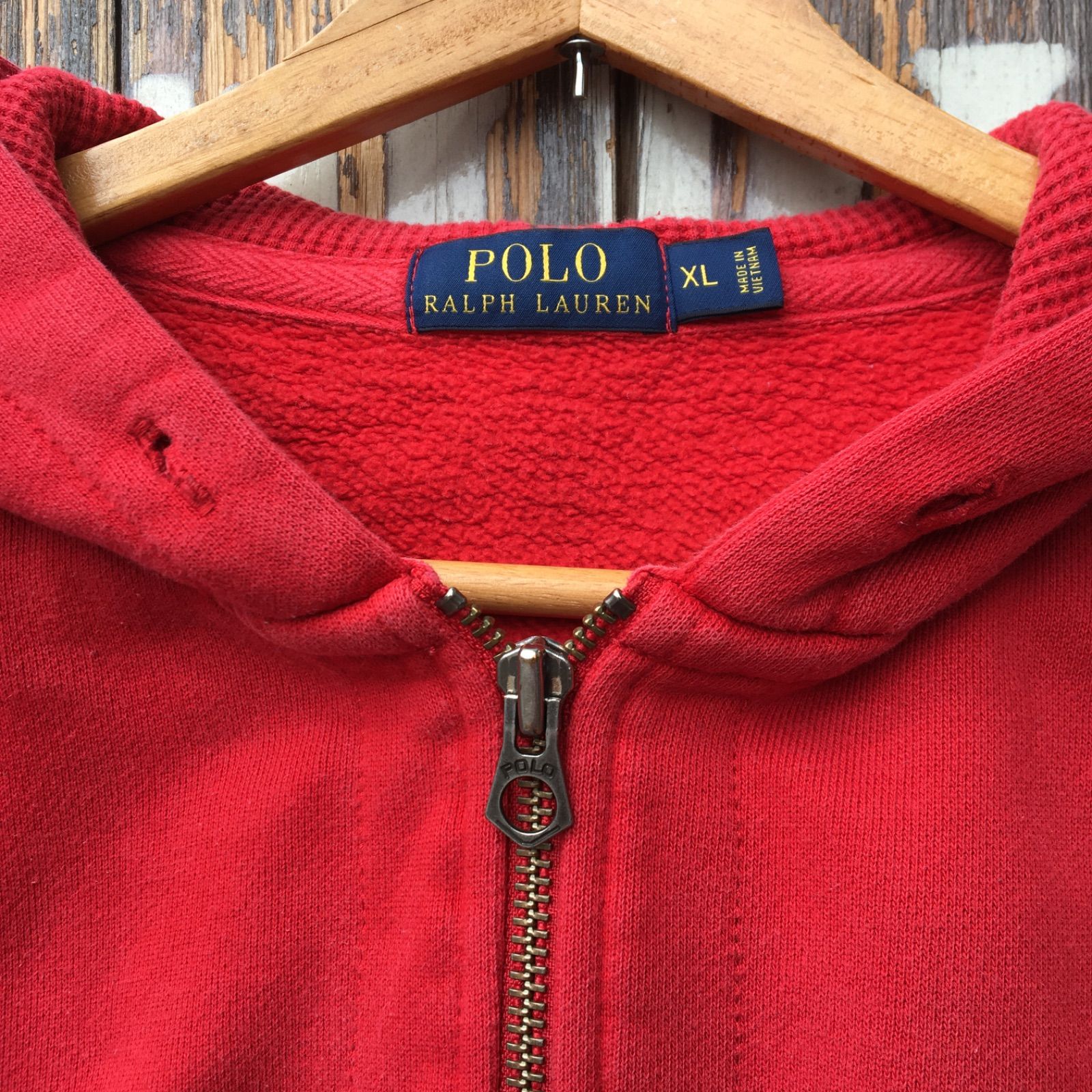 【Polo Ralph Lauren】ポロラルフローレン フルジップ スウェット パーカー  赤 無地◆Size:US-XL