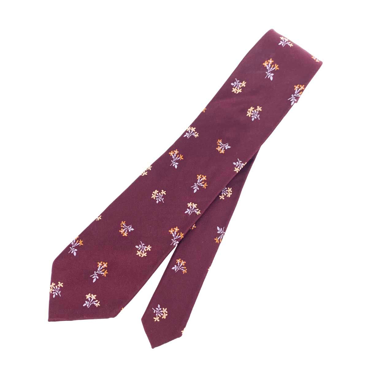 良好 Paul Smith ポールスミス ネクタイ ボルドー 花柄 刺繍