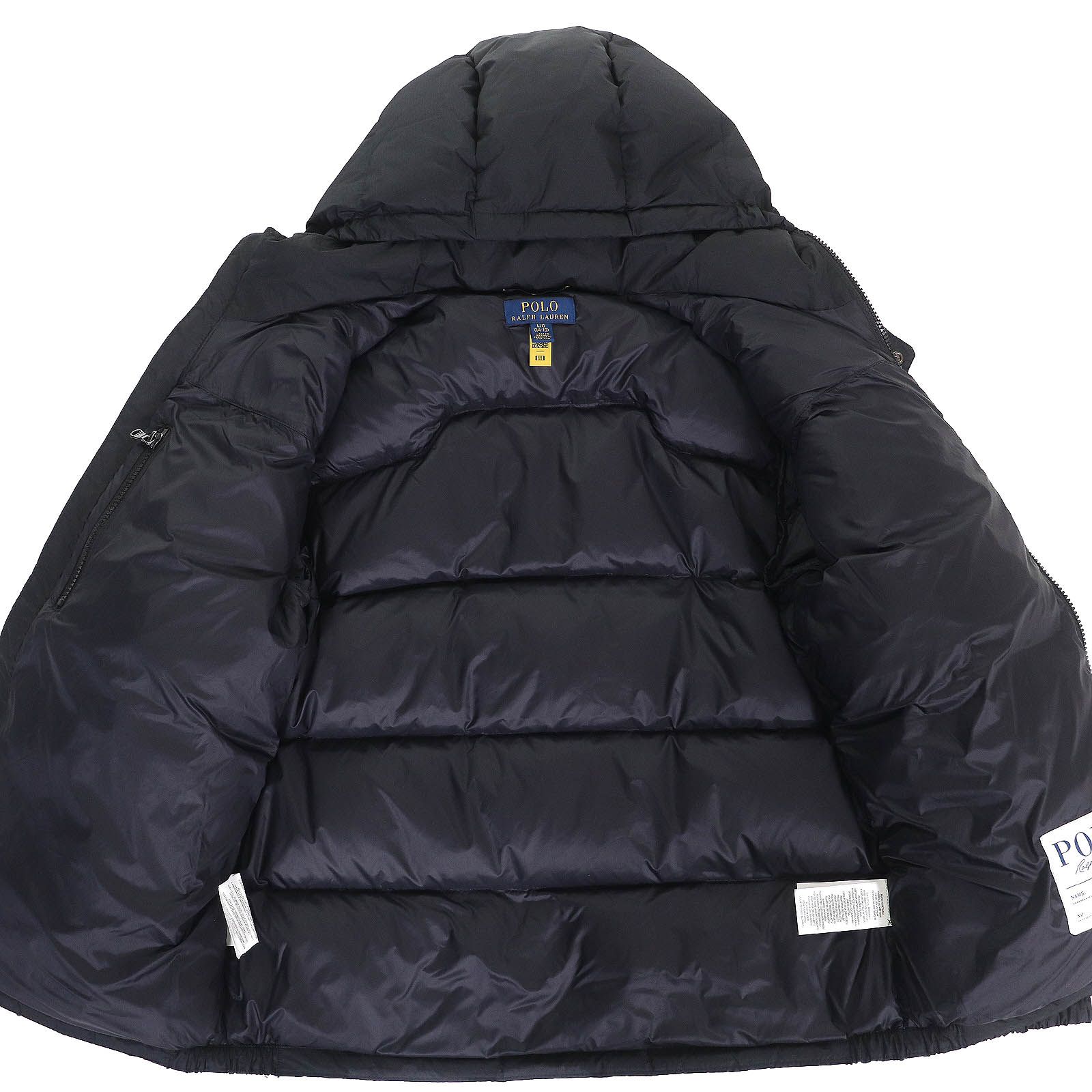  POLO RALPH LAUREN ポロ ラルフローレン ロゴ刺繍 フード付き ダウンジャケット ブラック L G 14-16 ボーイズサイズ キッズ その他 ジャケット ブルゾン