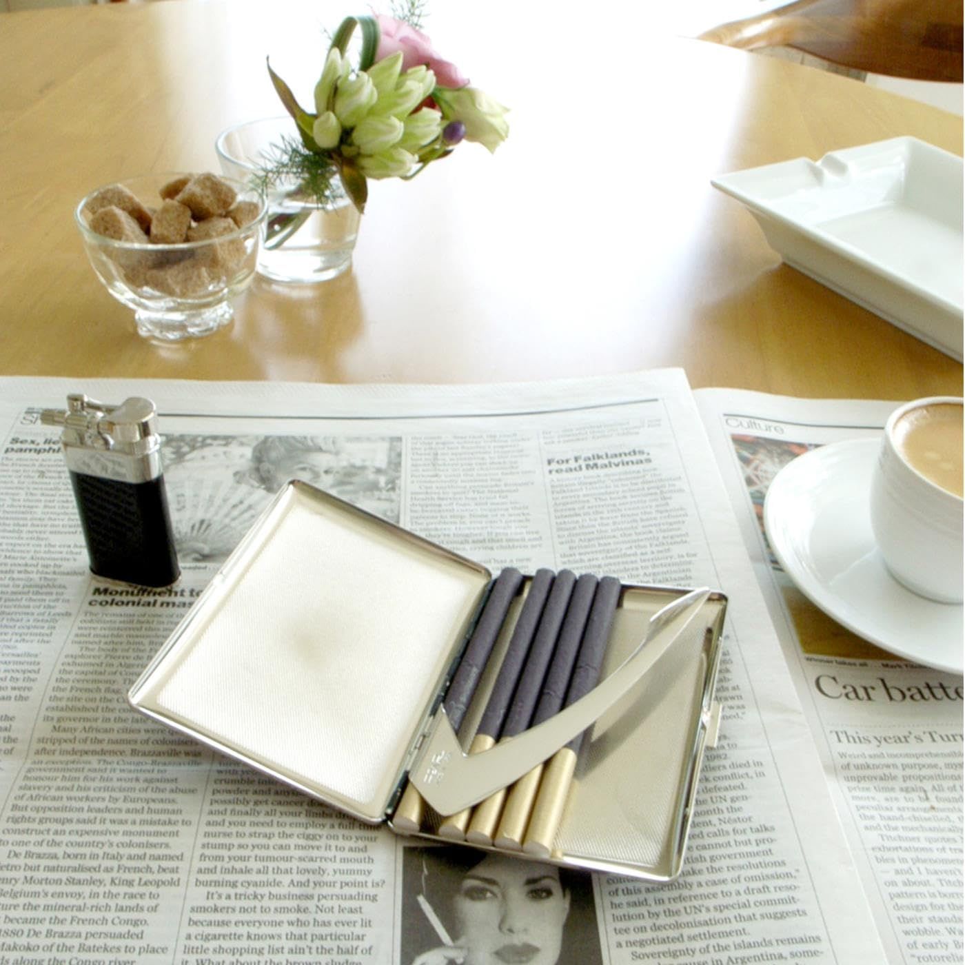 送料無料 坪田パール タバコ ケース ハンドメイド クルミ革巻き ロングサイズ 100mm 9本収納|レギュラー 70mm 12本収納 日本製 リザード型押しレザー ブルー 1-04480-30